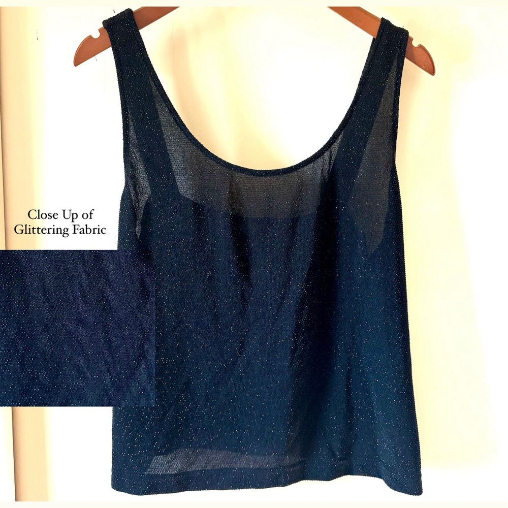XSCAPE by Joanna Chen Glittering Black Cropped Tank M
